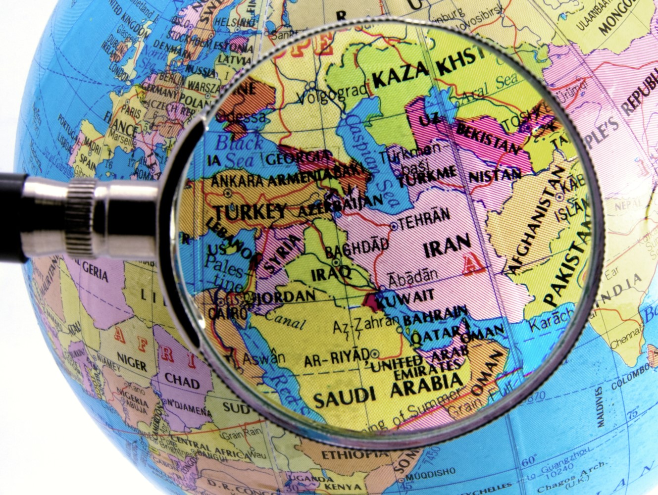 Bilde av landene Afghanistan, Irak og Iran